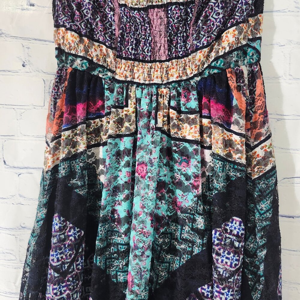 1love, Fire Sleeveless Colorful Floral Lace Summer Dress Womens Size Medium image 6